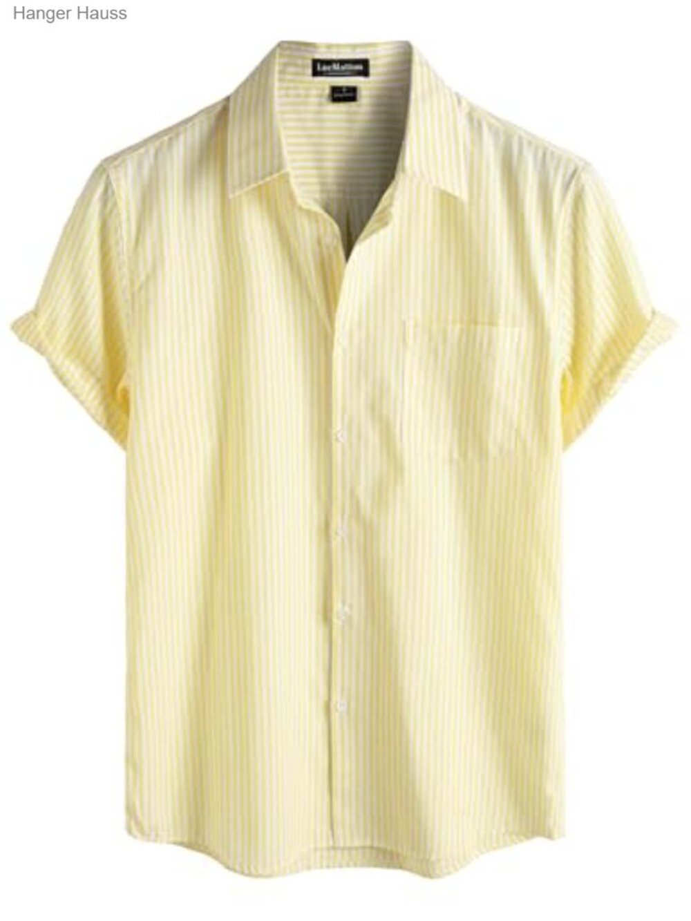 Men's Striped Short Sleeve Oxford Shirt Cotton Blend Button Down Regular Fit